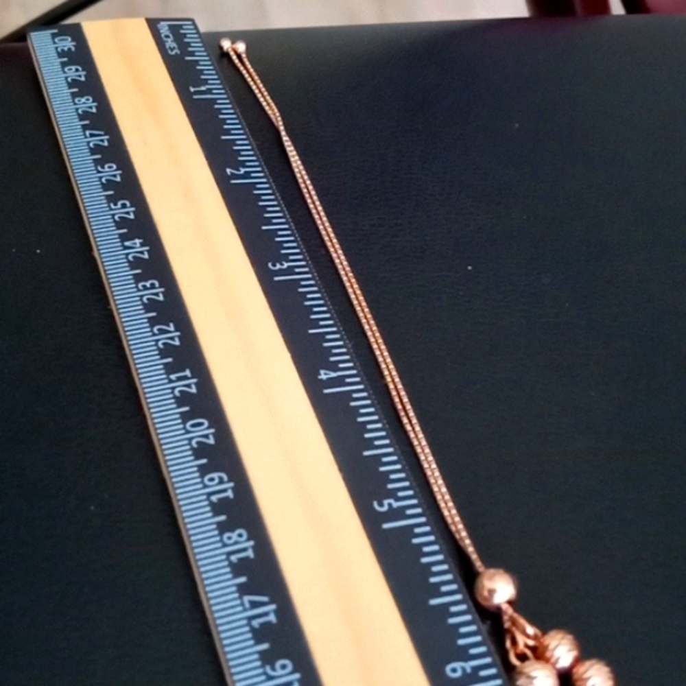 ROSE GOLD OVER STERLING SILVER DIAMOND CUT BEAD BOLO NECKLACE - Picture 5 of 5